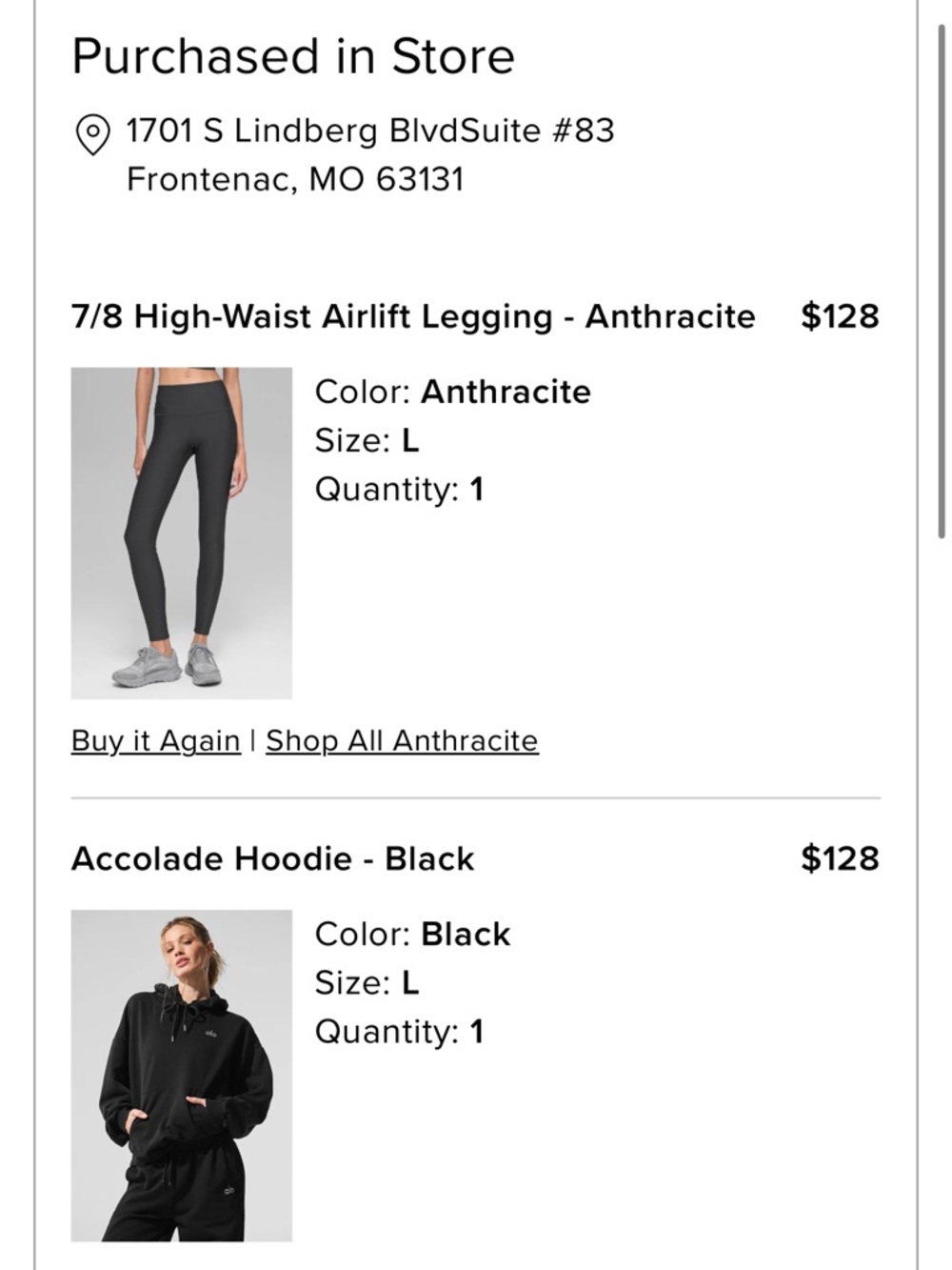 ALO Yoga Women’s Black Hoodie - Picture 2 of 2